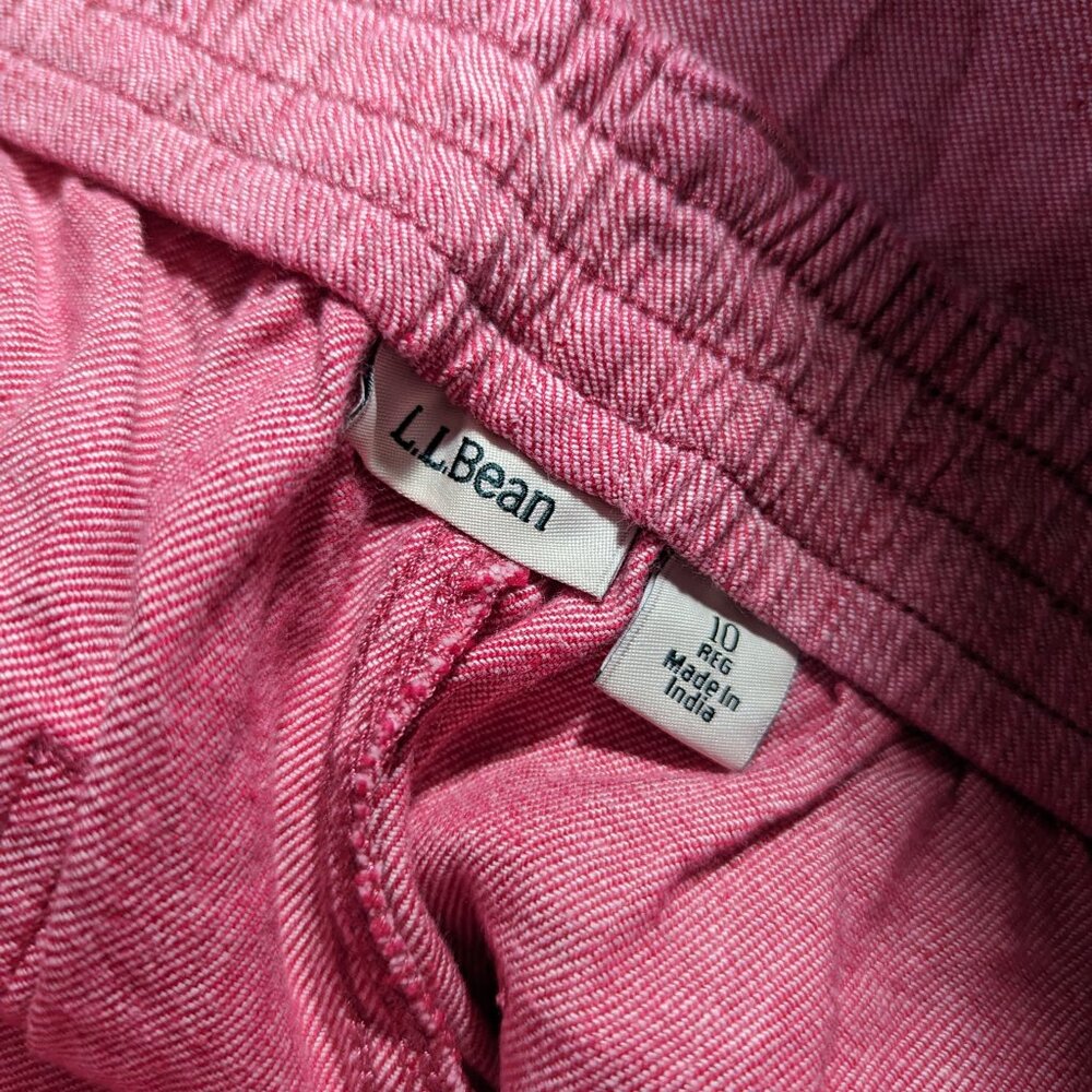 L.L.Bean Womens Comfort Stretch Cotton Linen Short High Rise 7" Size 10 Red Pink - Picture 3 of 4